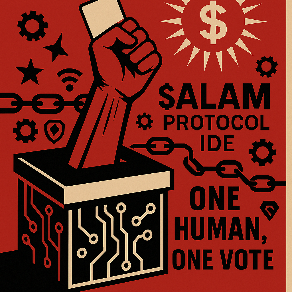 A diverse group of people collaborating on a project, symbolizing the 'One Human, One Vote' principle.